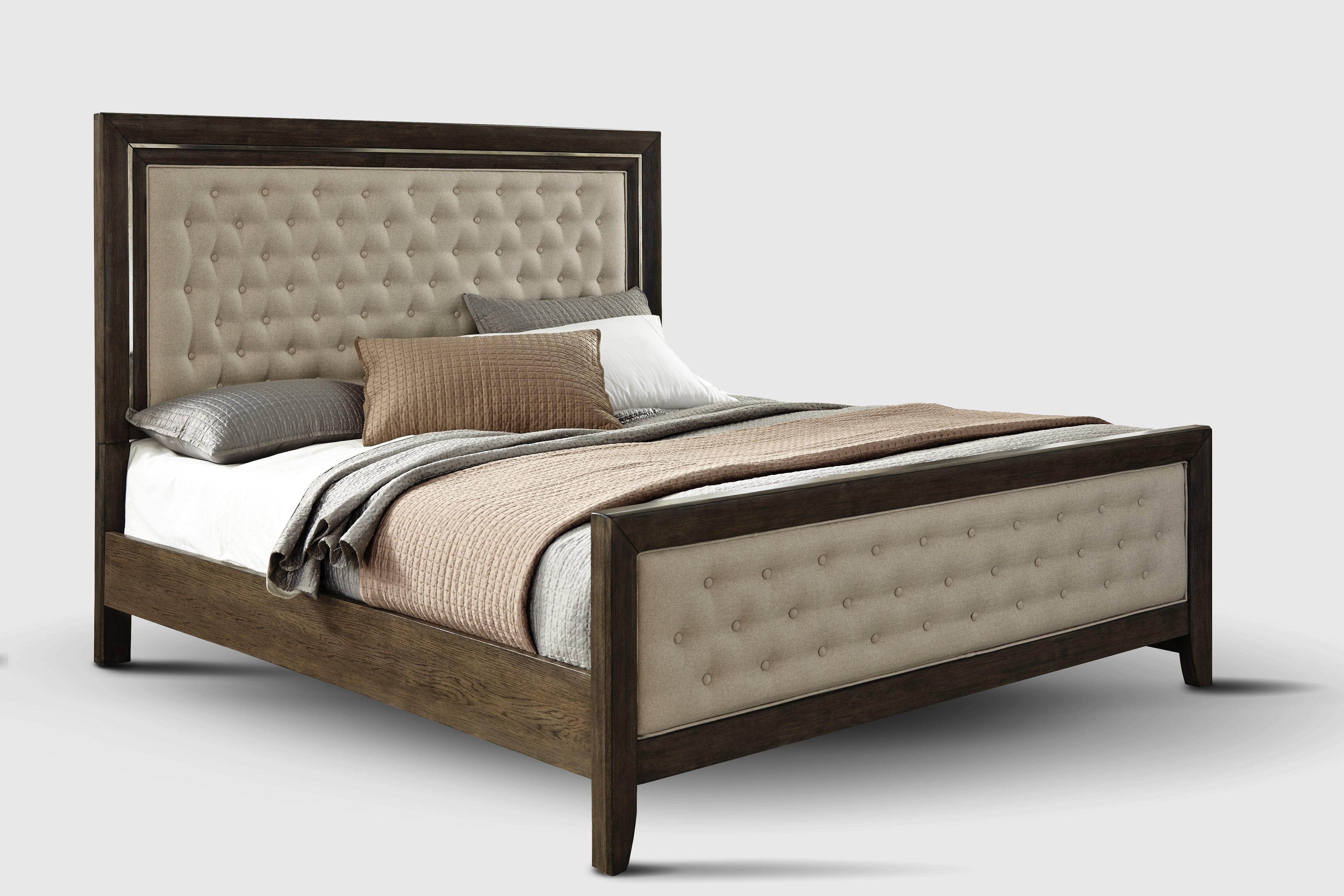 Aberdeen Upholstered King Bed - Barista Oak & Cream