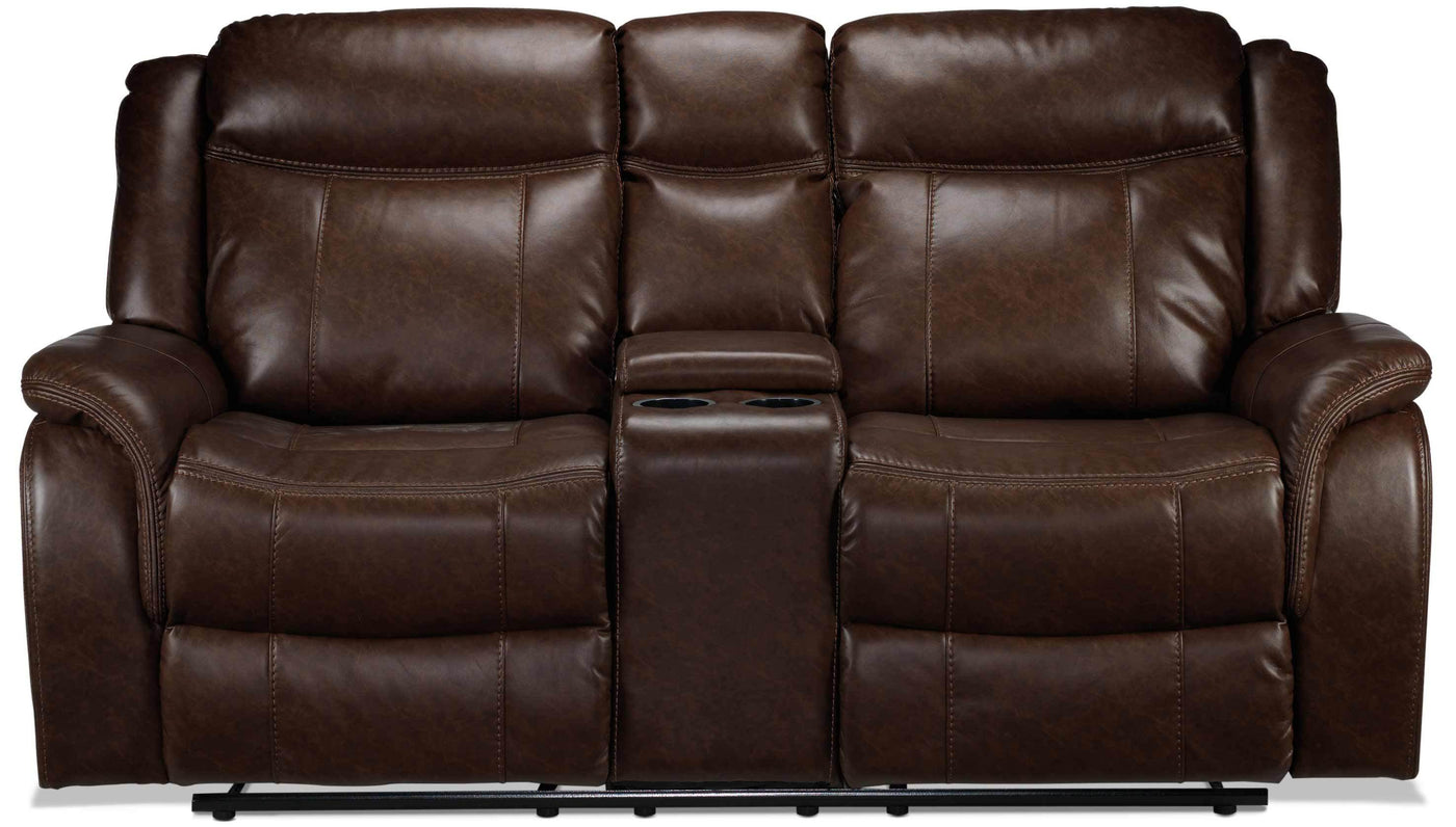 Scorpio Reclining Sofa, Reclining Loveseat and Glider Recliner - Whiskey Brown