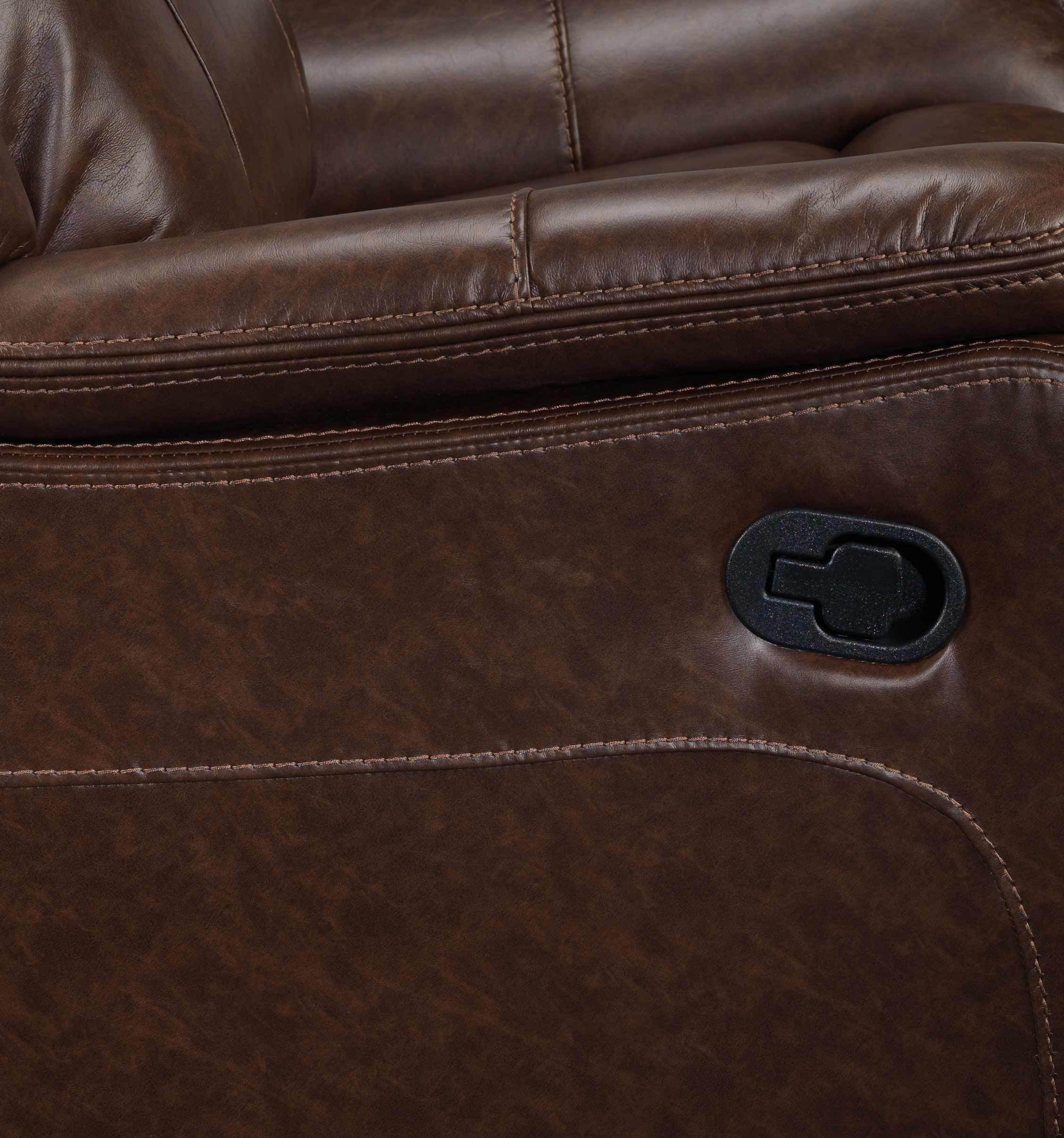 Scorpio Reclining Sofa and Glider Recliner - Whiskey Brown