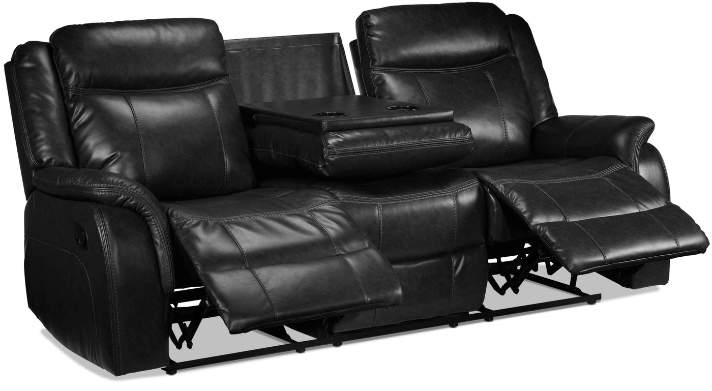 Scorpio Reclining Sofa with Drop Tray - Black