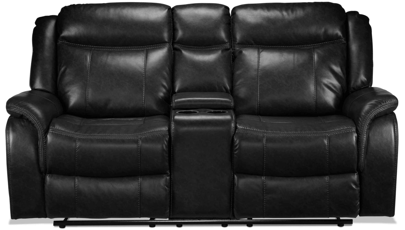 Scorpio Reclining Loveseat with Console - Black