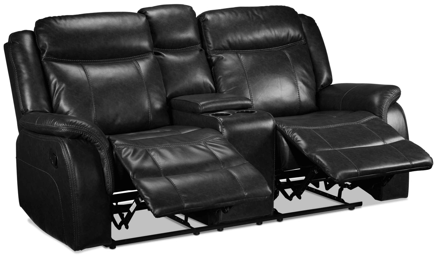 Scorpio Reclining Loveseat with Console - Black