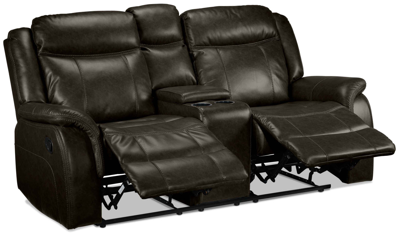 Scorpio Reclining Loveseat with Console - Brown