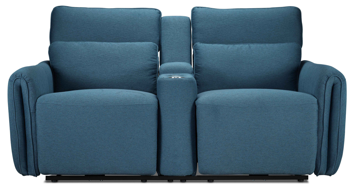 Larsen Power Reclining Sofa and Loveseat Set - Commodore Blue