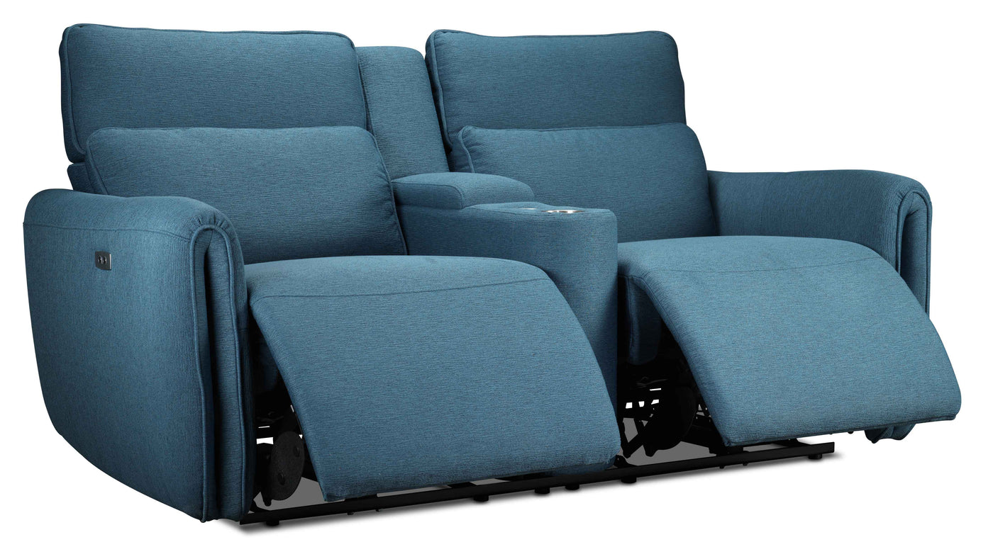 Larsen Power Reclining Sofa, Loveseat and Chair Set - Commodore Blue