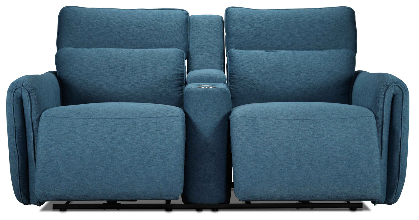 Larsen Power Reclining Sofa and Loveseat Set - Commodore Blue