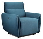 Larsen Power Reclining Sofa, Loveseat and Chair Set - Commodore Blue