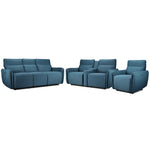 Larsen Power Reclining Sofa, Loveseat and Chair Set - Commodore Blue