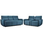 Larsen Power Reclining Sofa and Loveseat Set - Commodore Blue