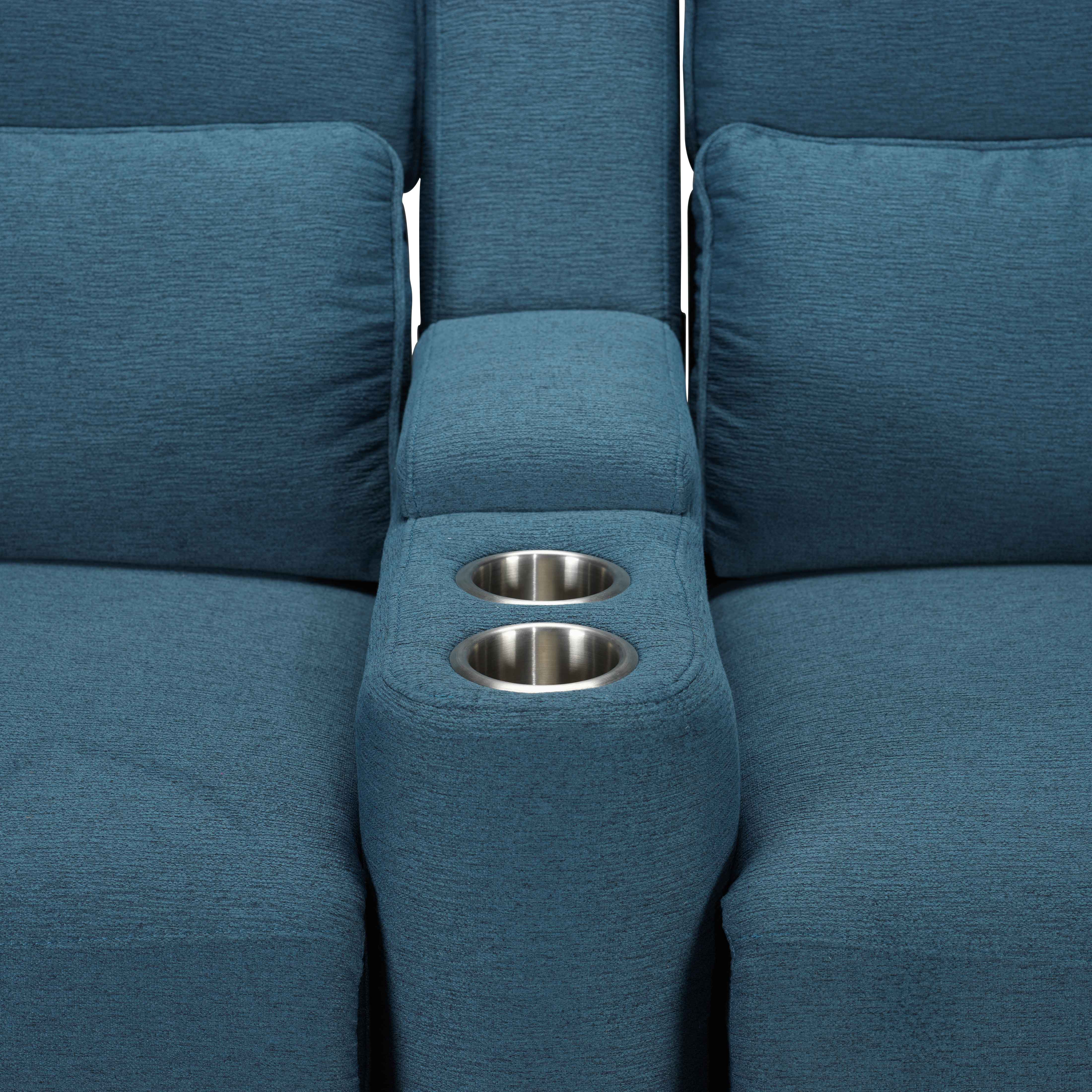 Larsen Power Reclining Sofa, Loveseat and Chair Set - Commodore Blue