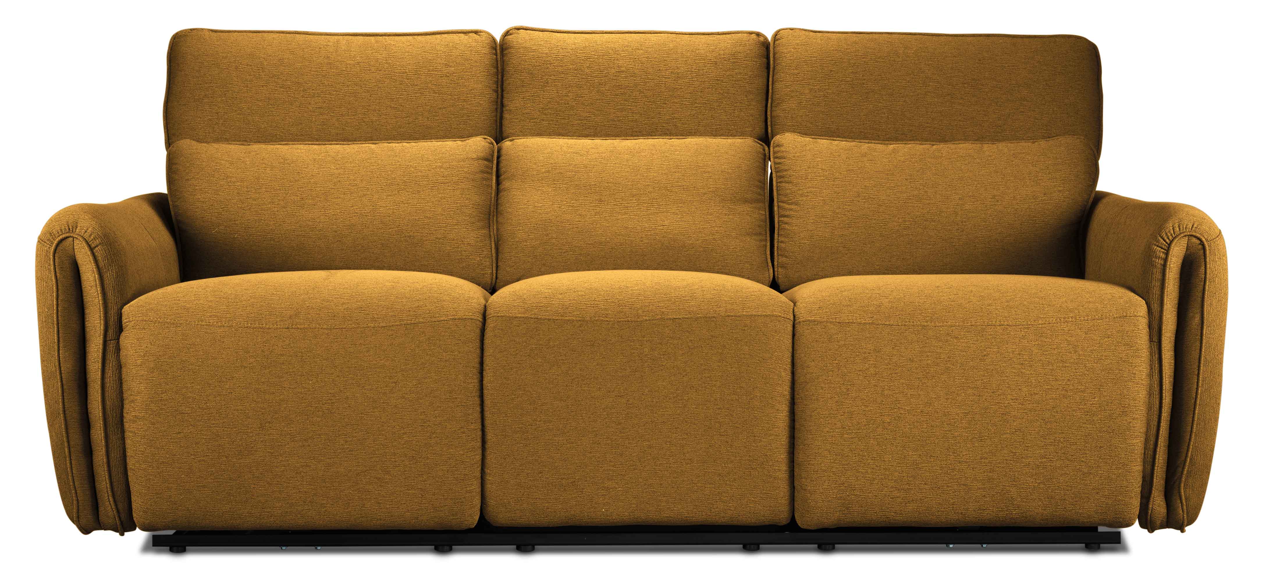 Larsen Power Reclining Sofa and Loveseat Set - Curry