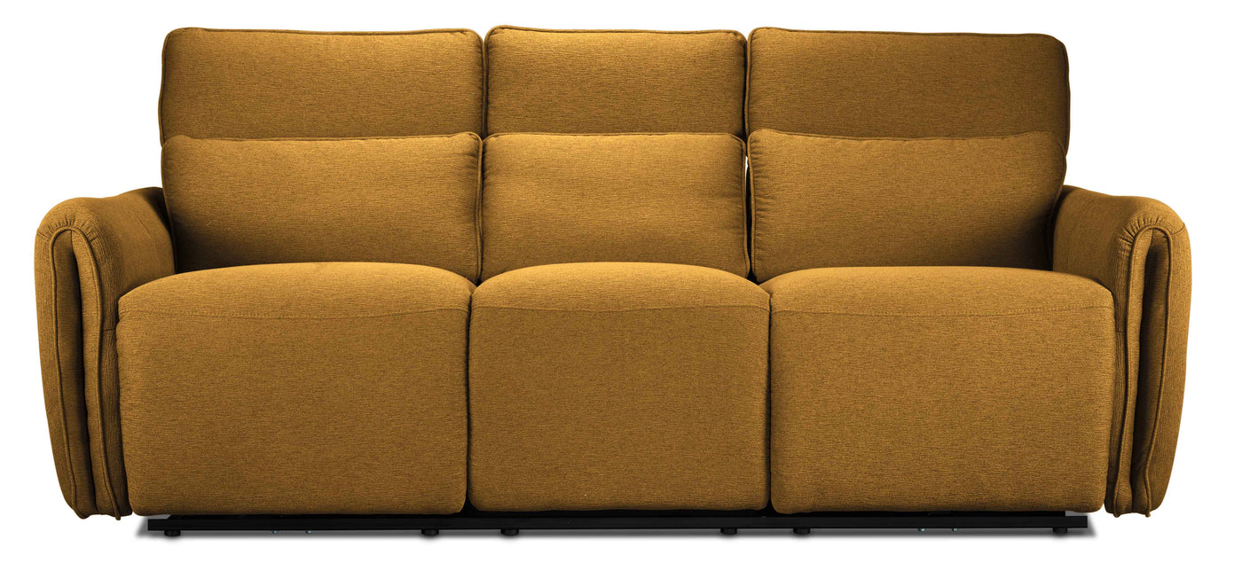 Larsen Power Reclining Sofa, Loveseat and Chair Set - Curry
