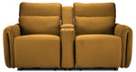Larsen Power Reclining Sofa and Loveseat Set - Curry