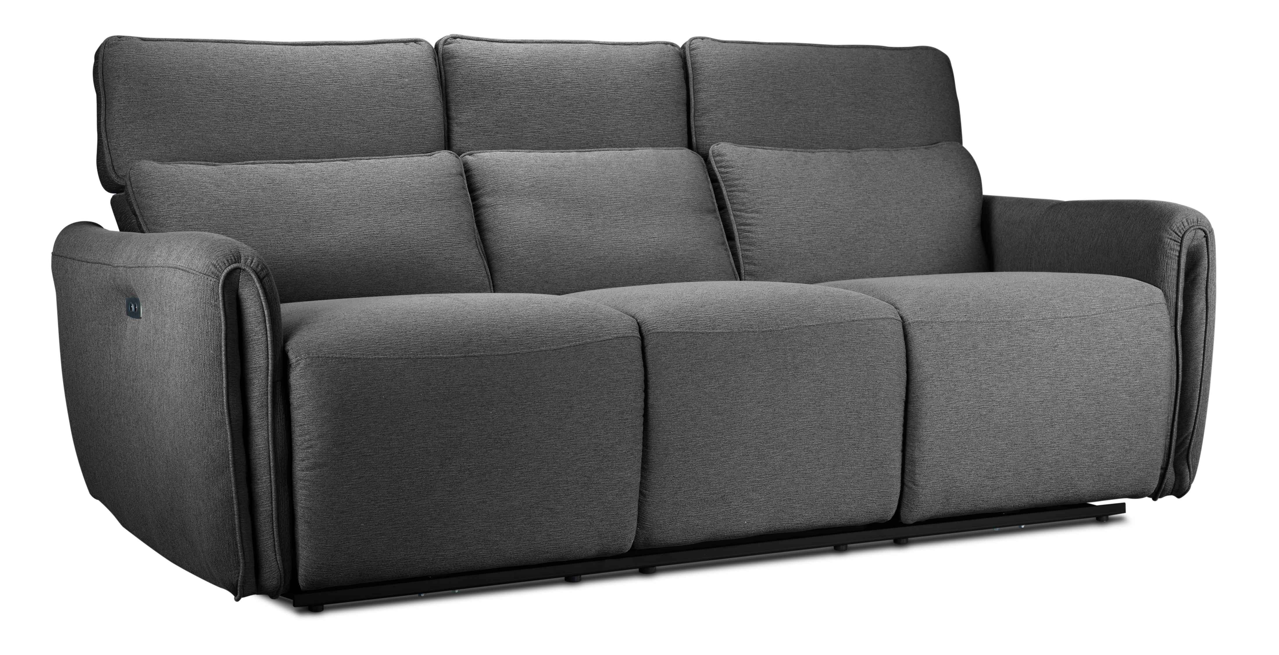 Larsen Power Reclining Sofa, Loveseat and Chair Set - Platinum Grey