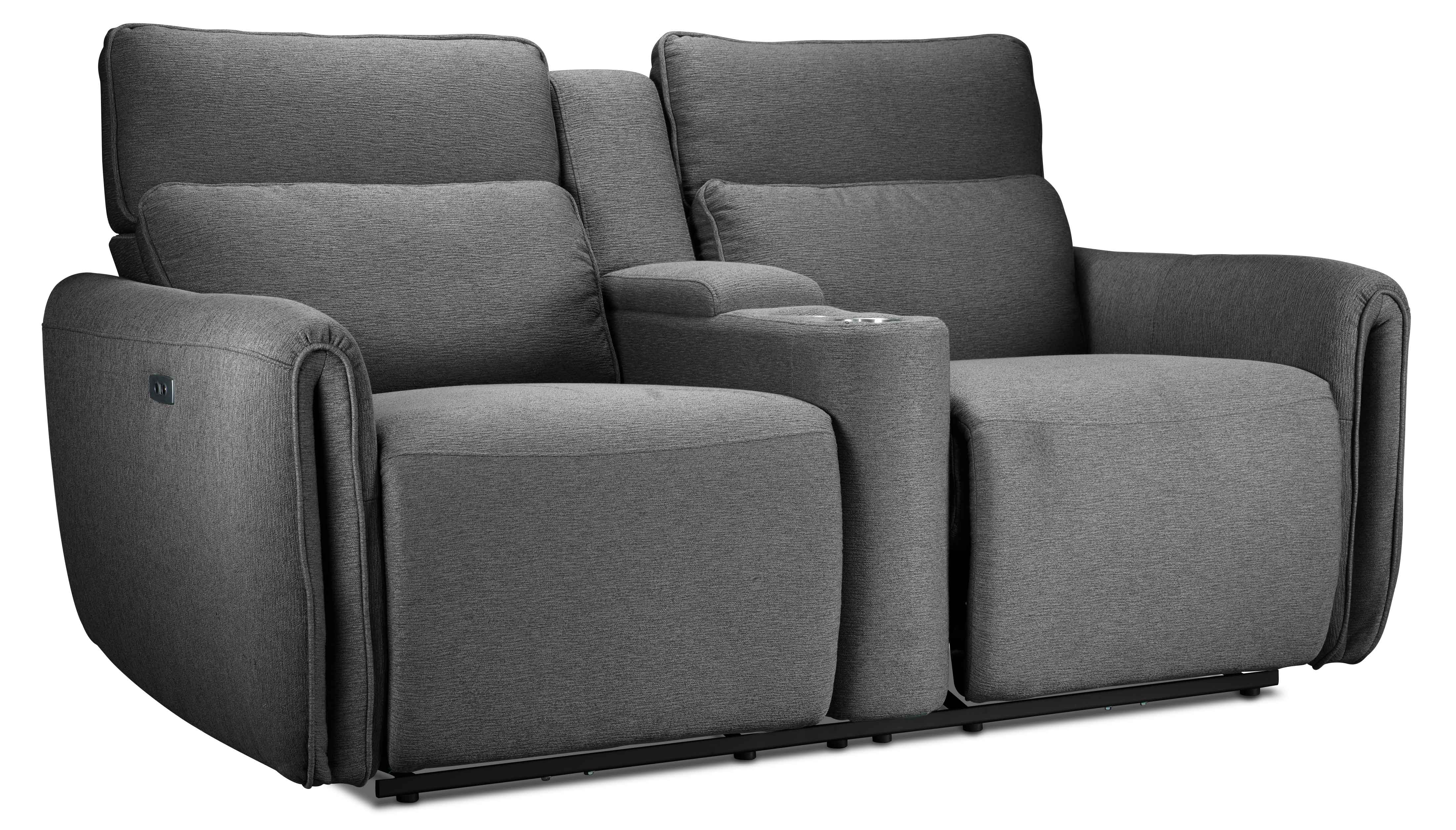Larsen Power Reclining Sofa and Loveseat Set - Platinum Grey