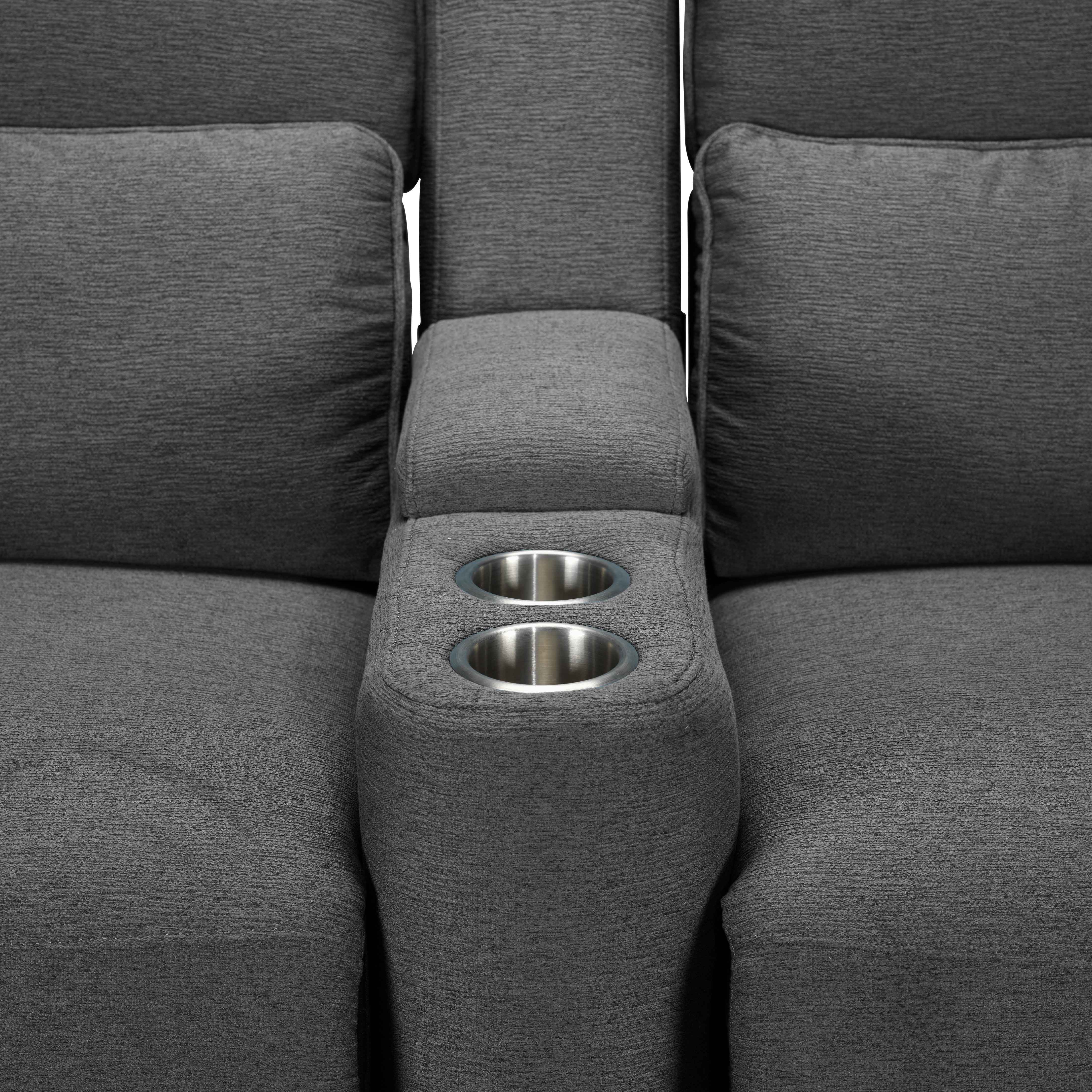 Larsen Power Reclining Sofa and Loveseat Set - Platinum Grey
