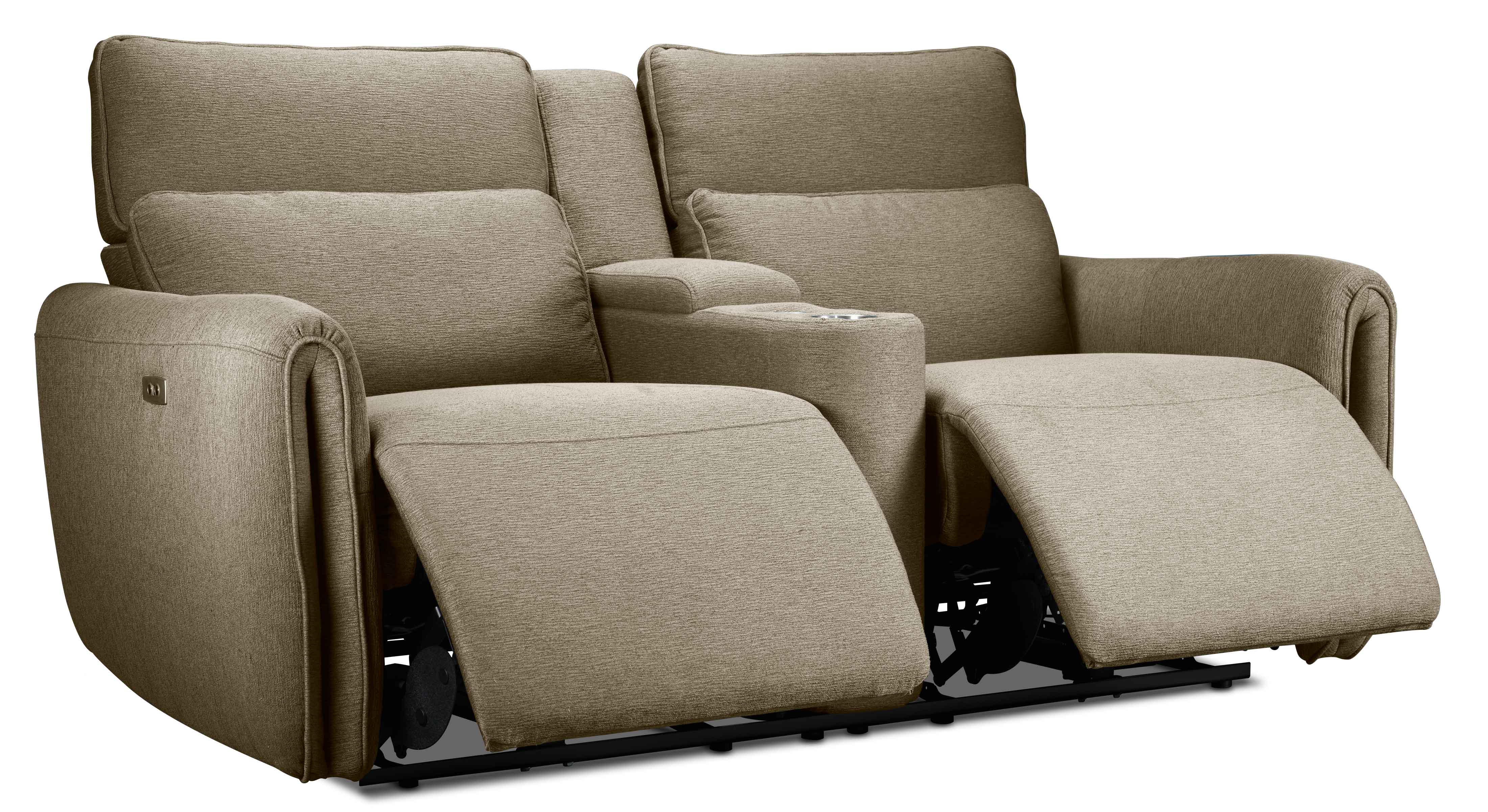 Larsen Power Reclining Sofa and Loveseat Set - Sand
