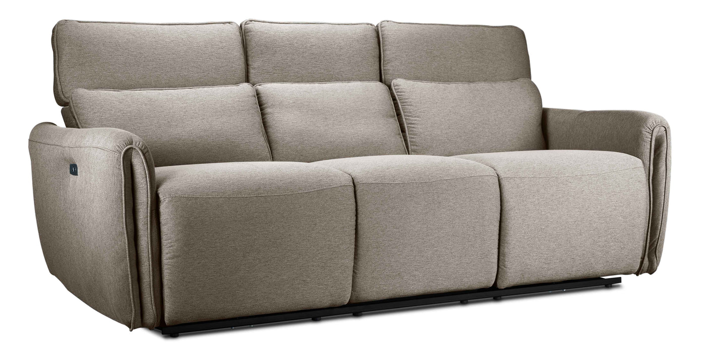 Larsen Power Reclining Sofa and Loveseat Set - Pearl