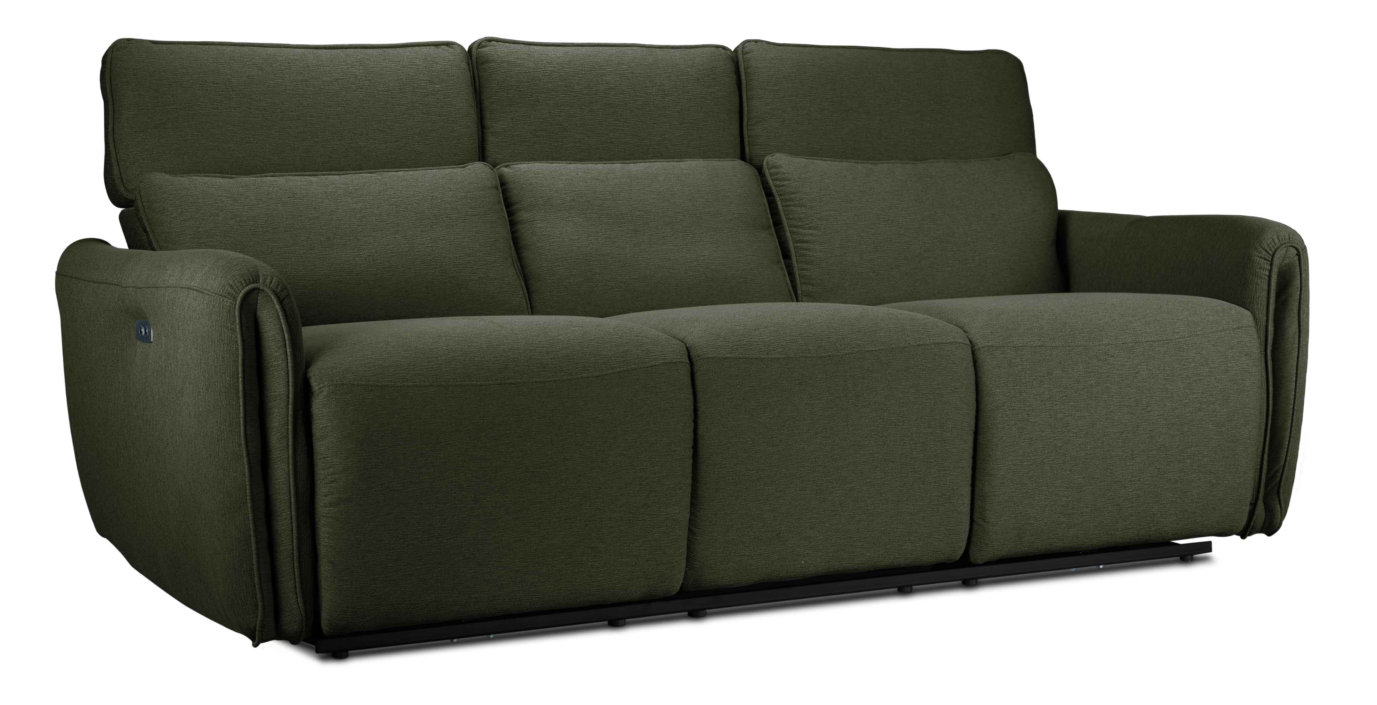 Larsen Power Reclining Sofa, Loveseat and Chair Set - Olive