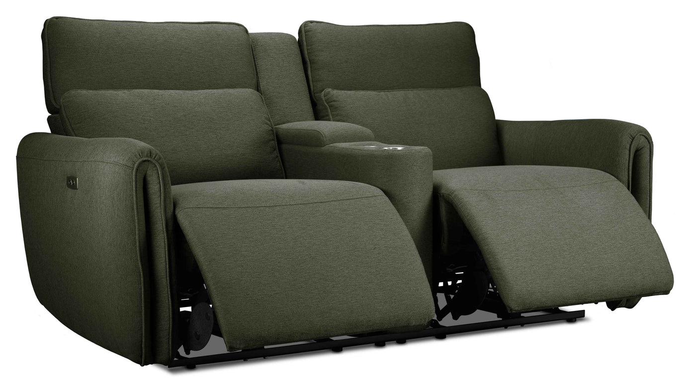 Larsen Power Reclining Sofa, Loveseat and Chair Set - Olive