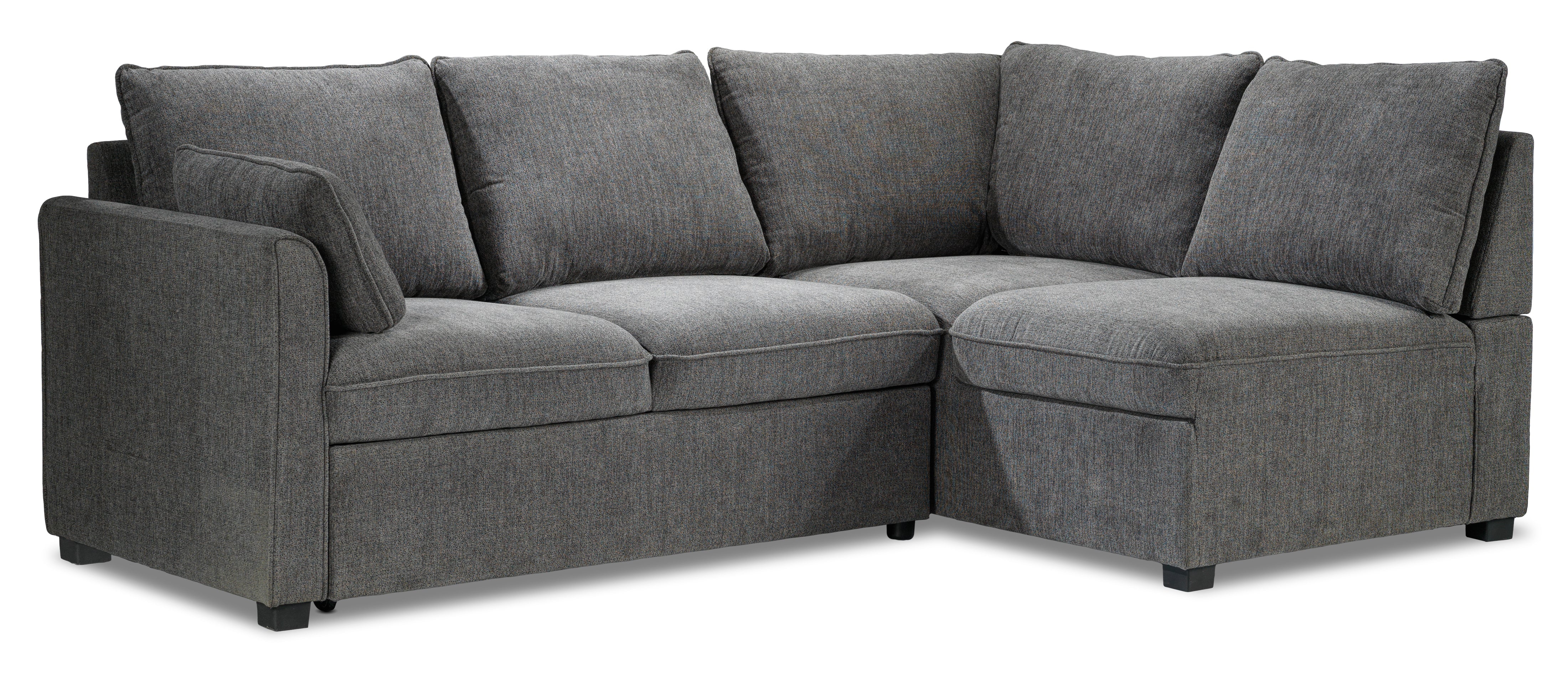 Portland 3-Piece Sectional with Left-Facing Pop-Up Bed - Grey