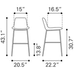 Billinton Bar Chair - Midnight Black/Gold