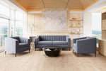 Benagil Channel Stitch Velvet Sofa - Washed Grey / Blue