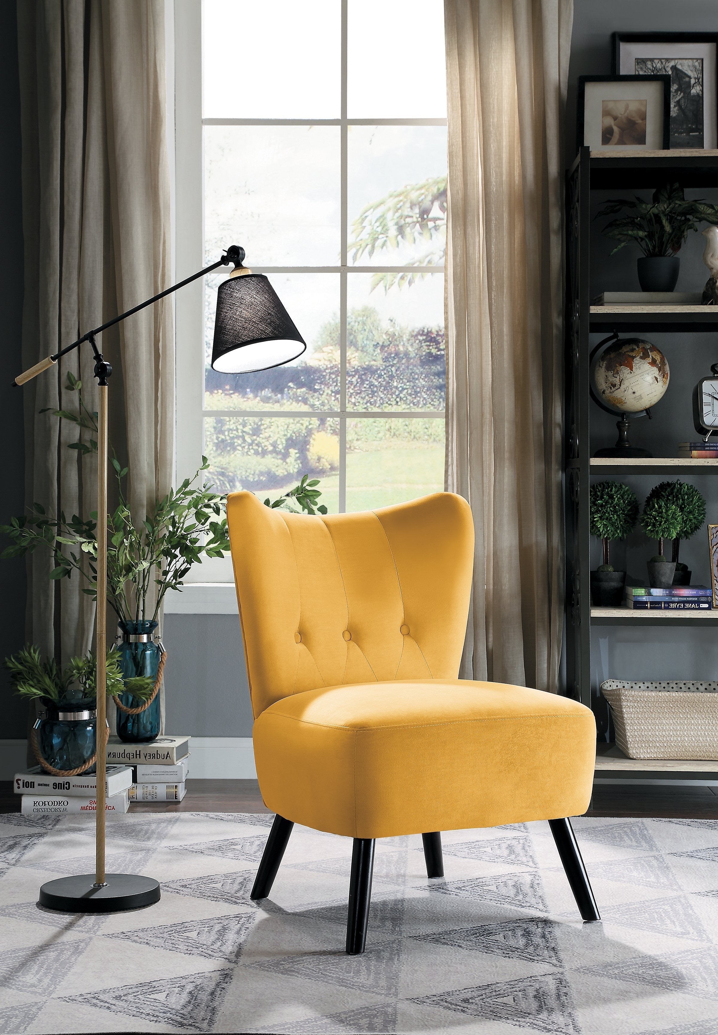 Mimi Accent Chair - Yellow Velvet
