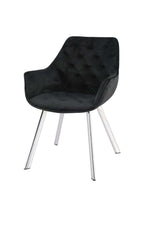 Ayami Dining Arm Chair - Black, Chrome