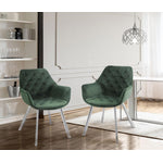 Ayami Dining Arm Chair - Green, Chrome