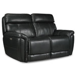 Stallion Dual Power Reclining Leather Loveseat - Midnight Black