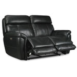 Stallion Dual Power Reclining Leather Loveseat - Midnight Black