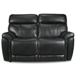 Stallion Dual Power Reclining Leather Loveseat - Midnight Black