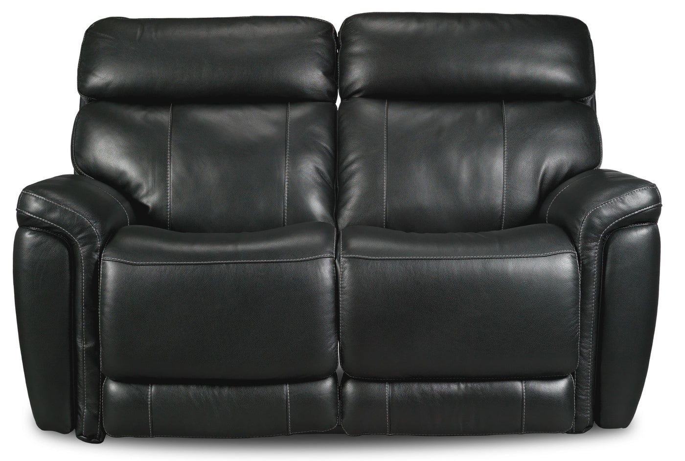 Stallion Dual Power Reclining Leather Loveseat - Midnight Black