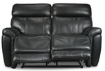 Stallion Dual Power Reclining Leather Loveseat - Midnight Black