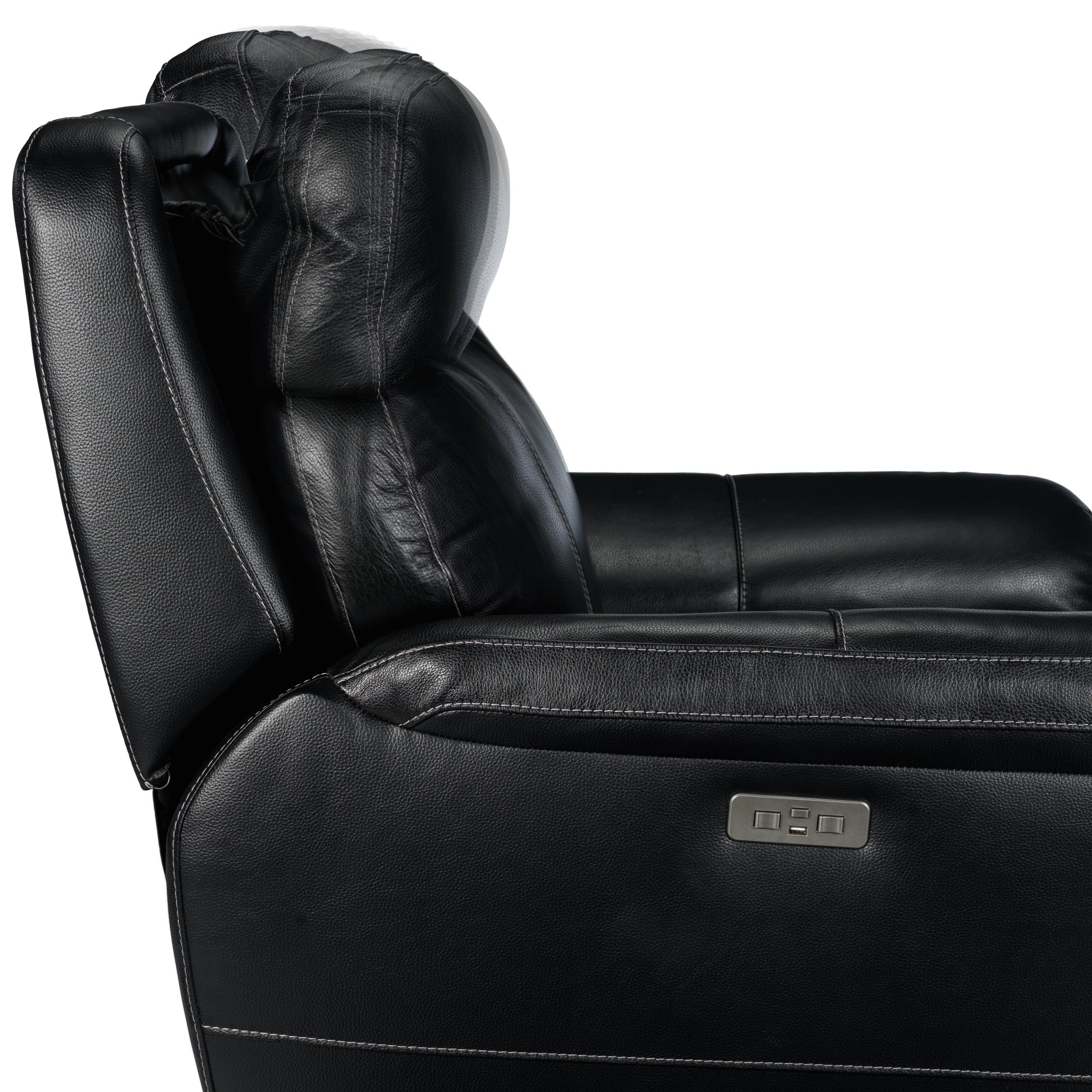 Stallion Dual Power Reclining Leather Sofa and Chair Set - Midnight Black