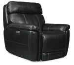 Stallion Dual Power Leather Recliner - Midnight Black
