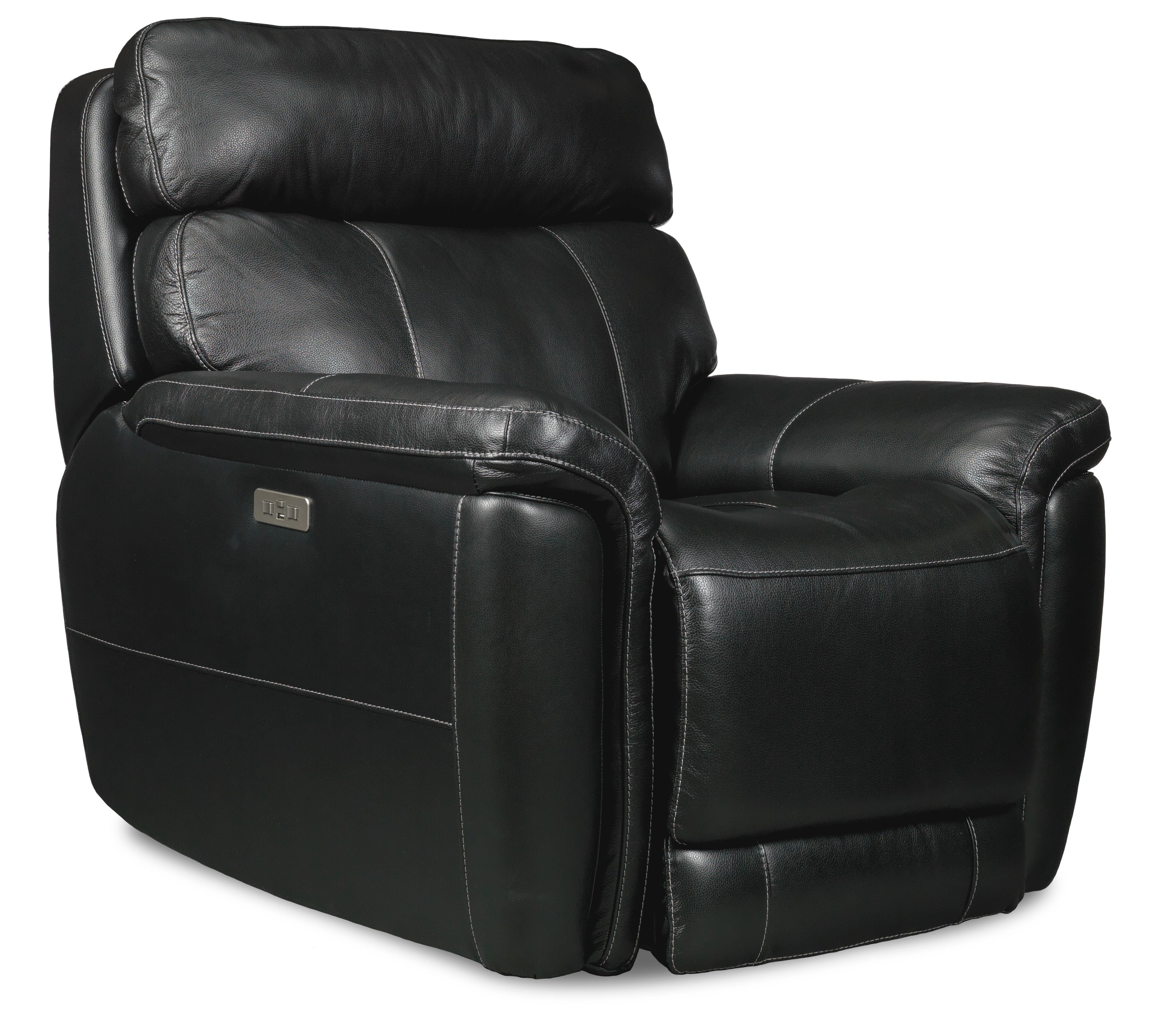 Stallion Dual Power Leather Recliner - Midnight Black