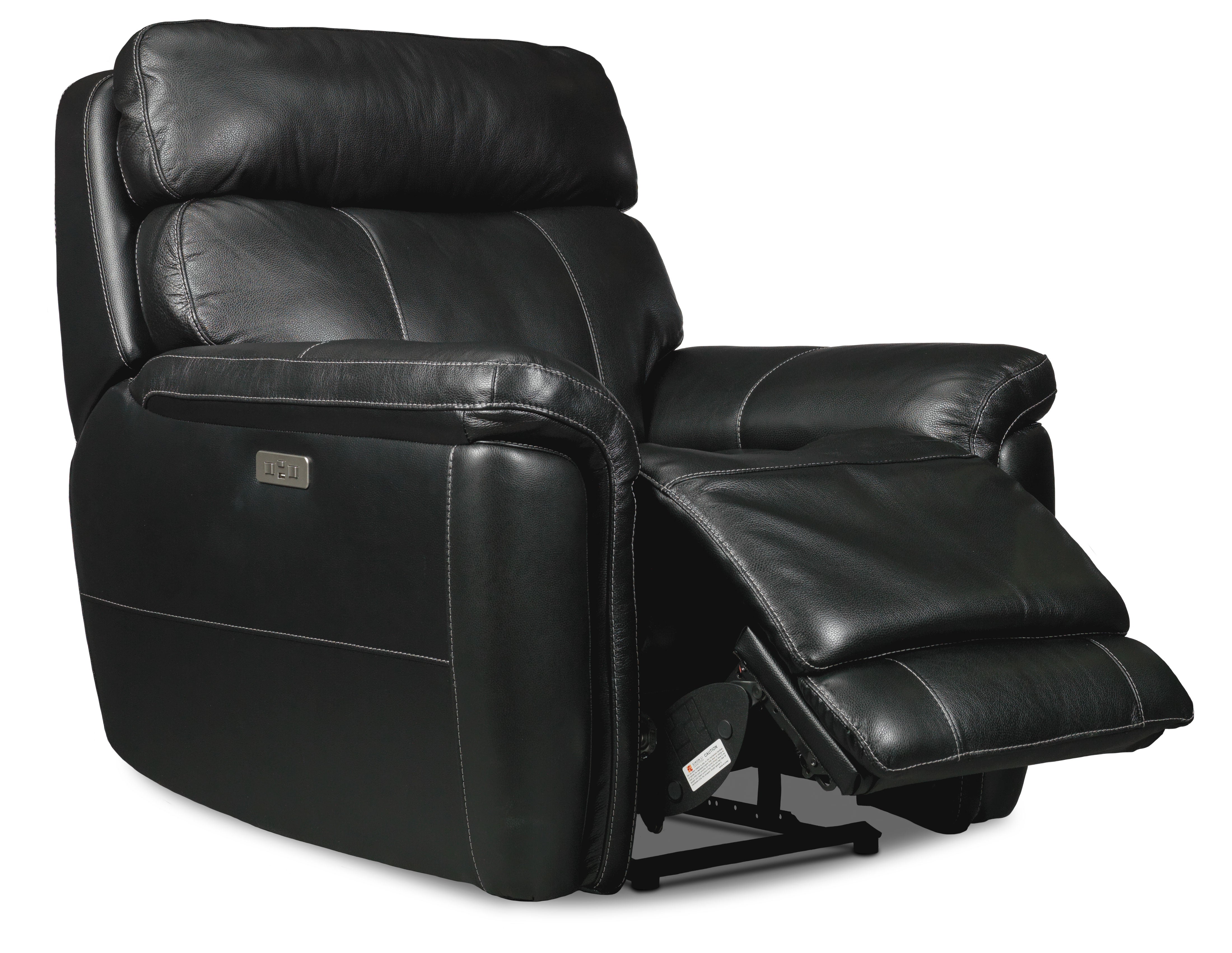 Stallion Dual Power Reclining Leather Sofa, Loveseat and Chair Set - Midnight Black
