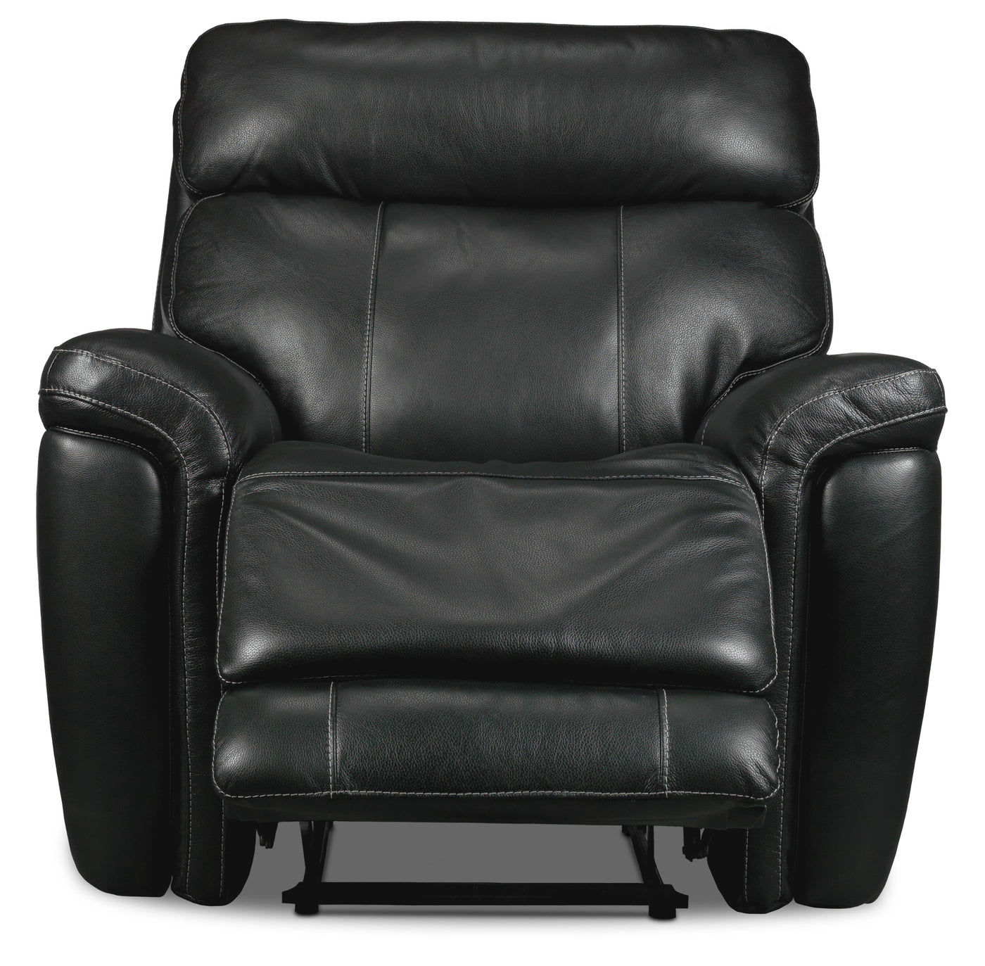 Stallion Dual Power Leather Recliner - Midnight Black