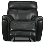 Stallion Dual Power Leather Recliner - Midnight Black