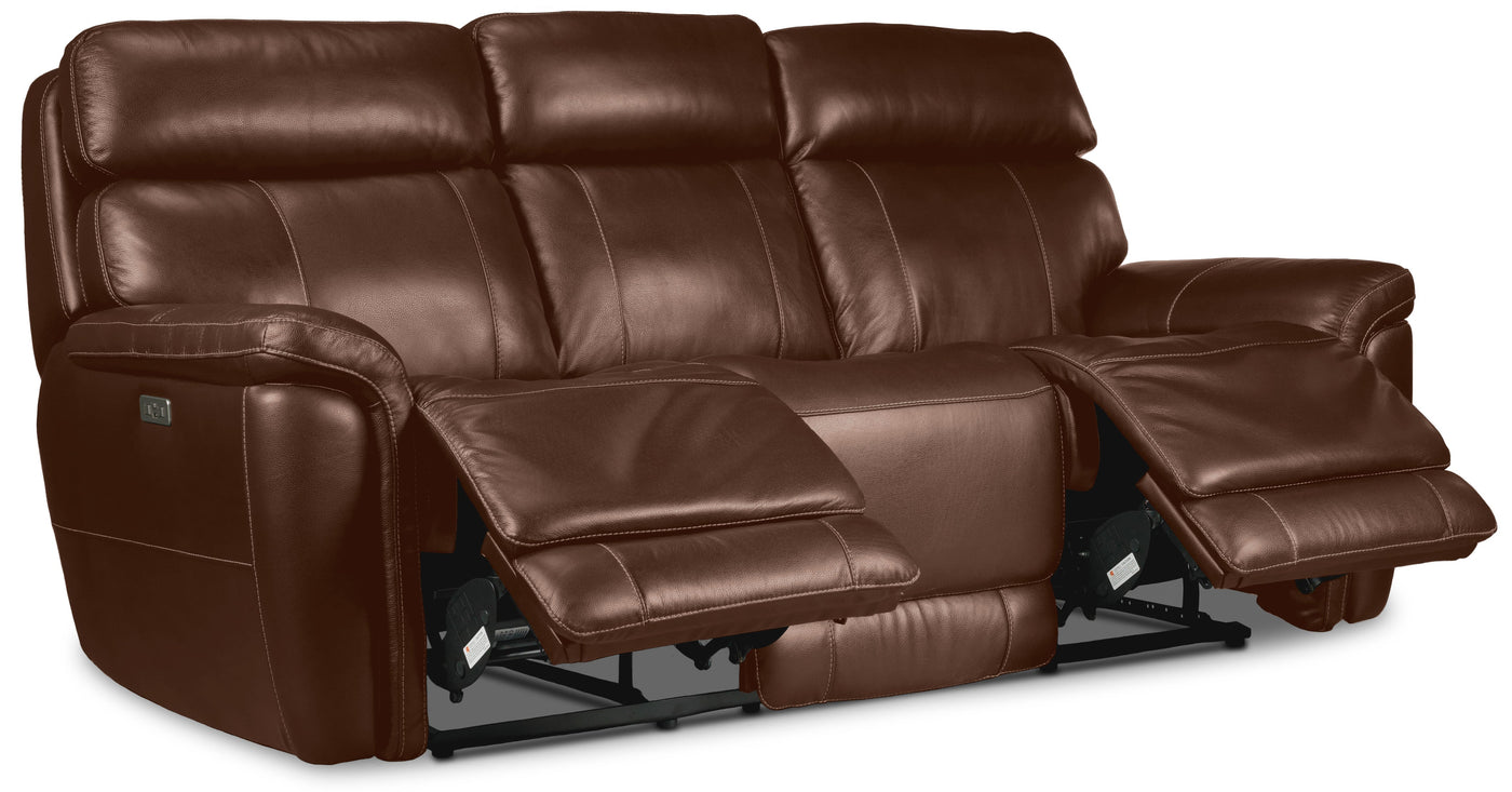 Stallion Dual Power Reclining Sofa and Loveseat Set - Chestnut