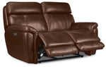 Stallion Dual Power Reclining Sofa and Loveseat Set - Chestnut