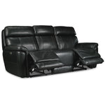 Stallion Dual Power Reclining Leather Sofa - Midnight Black