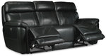 Stallion Dual Power Reclining Leather Sofa - Midnight Black