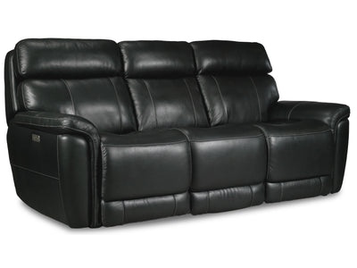 Stallion Dual Power Reclining Leather Sofa - Midnight Black
