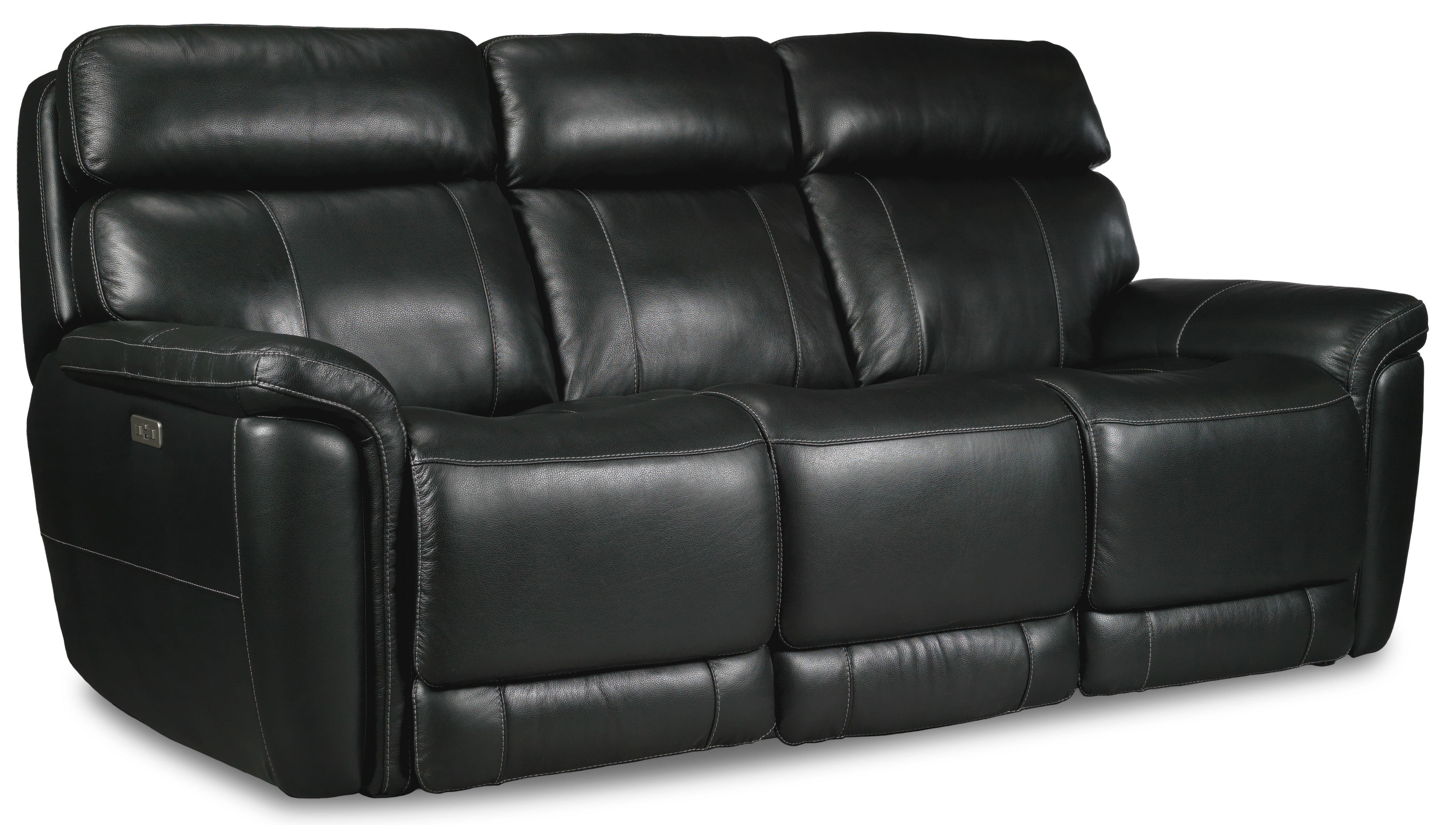 Stallion Dual Power Reclining Leather Sofa - Midnight Black