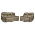Stallion Dual Power Reclining Sofa and Loveseat Set - Pebble