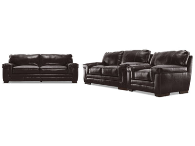 Stampede 3 Pc. Leather  Living Room Package - Coffee