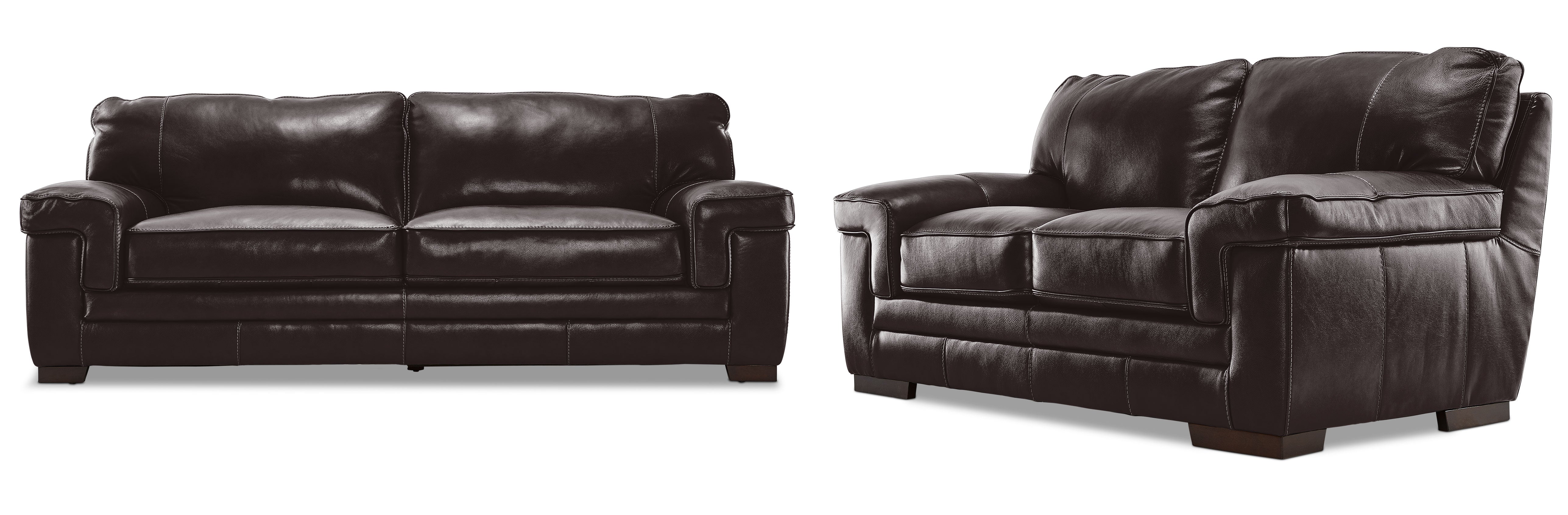 Stampede 2 Pc. Leather Living Room Package w/ Loveseat - Coffee